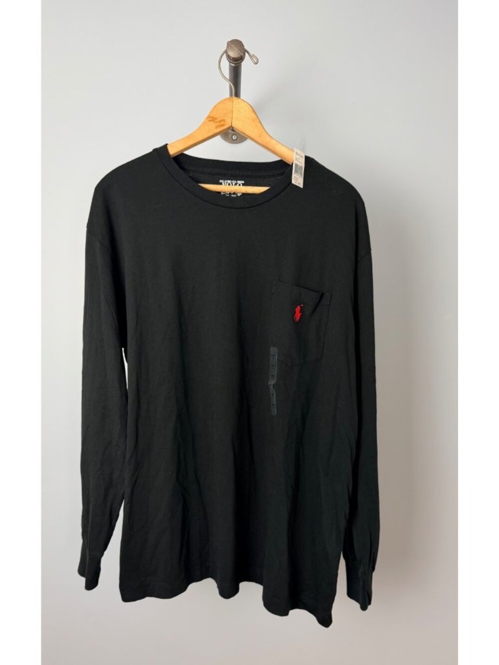 NWT Ralph Lauren Polo Black Long Sleeve Classic Fit Pocket T-Shirt Large Cotton